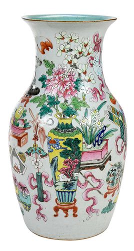 Large Chinese Enamel Decorated Porcelain Vase