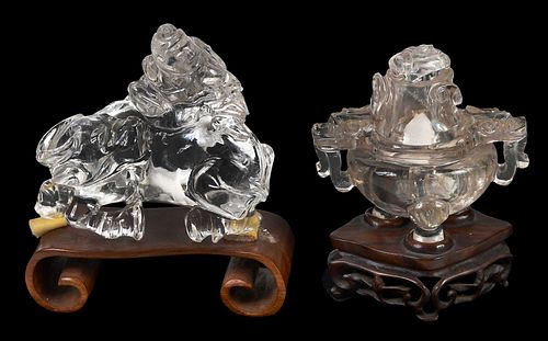 Two Chinese Rock Crystal Carved Figures 