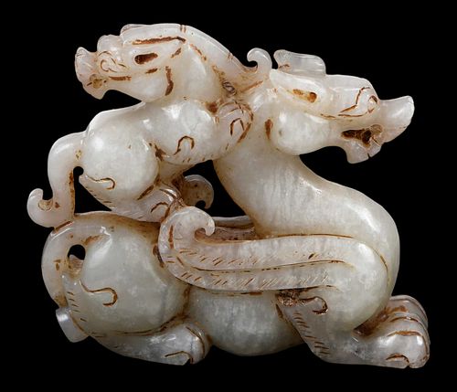 Chinese Jade Mother Dragon with Baby