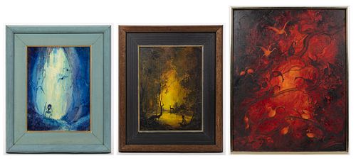 HELEN STRUVEN (MARYLAND, 1909-1986) FANTASY PAINTING, LOT OF THREE
