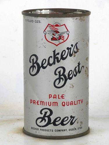 1938 Becker's Best Beer 12oz OI-95 12oz Opening Instruction Can Ogden Utah