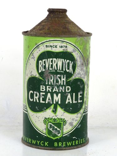 1946 Beverwyck Irish Cream Ale Quart Cone Top Can 203-05.2a Albany New York