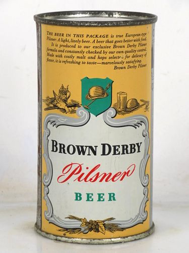 1942 Brown Derby Pilsener Beer 12oz OI-133 12oz Opening Instruction Can San Francisco California