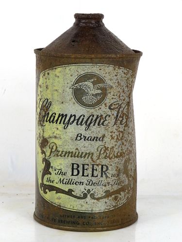 1947 Champagne Velvet Beer Quart Cone Top Can 205-10 Terre Haute Indiana
