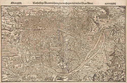 Warhafftige Abcontrafehtung der mechtigen und vesten Statt Alkair. Holzschnitt. Aus: Muenster, Cosmographia, um 1580. BildmaÃ
