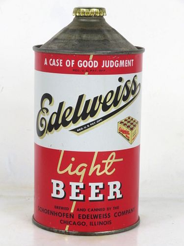 1948 Edelweiss Light Beer Quart Cone Top Can 207-13 Chicago Illinois