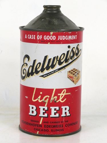 1948 Edelweiss Light Beer Quart Cone Top Can 207-13b Chicago Illinois