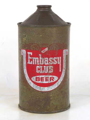 1953 Embassy Club Beer Quart Cone Top Can 207-17 Chicago Illinois