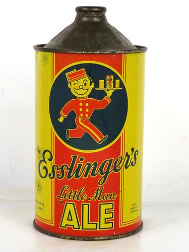 1940 Esslinger's Little Man Ale Quart Cone Top Can 208-09a Philadelphia Pennsylvania