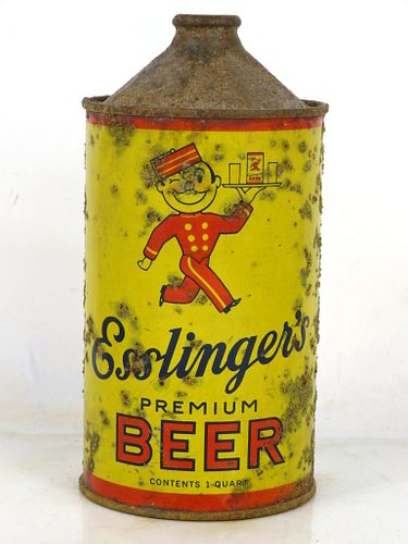 1940 Esslinger's Premium Beer Quart Cone Top Can 208-14 Philadelphia Pennsylvania