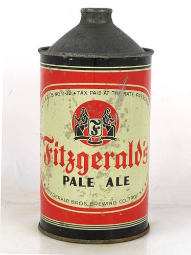1937 Fitzgerald's Pale Ale Quart Cone Top Can 209-12 Troy New York