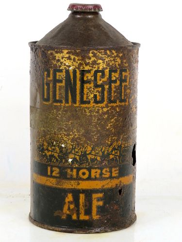 1940 Genesee 12 Horse Ale Quart Cone Top Can 209-18 Rochester New York