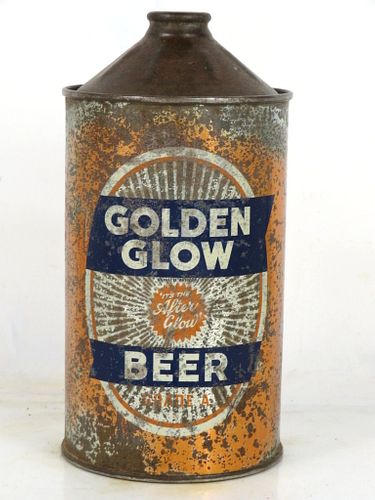 1938 Golden Glow Beer Quart Cone Top Can Unpictured Oakland California