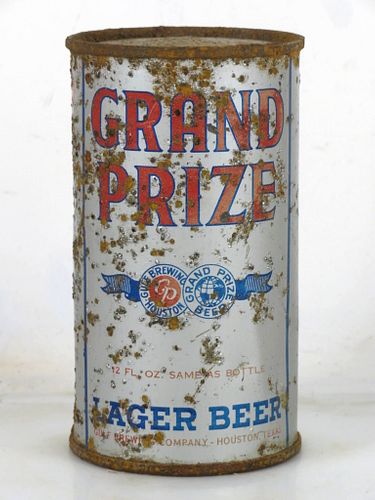 1938 Grand Prize Lager Beer 12oz OI-365 12oz Flat Top Houston Texas