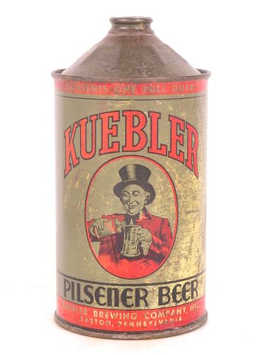 1939 Kuebler Pilsener Beer Quart Cone Top Can 214-04a Easton Pennsylvania