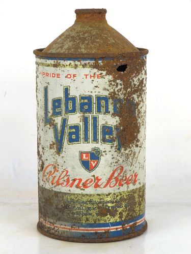 1946 Lebanon Valley Pilsner Beer Quart Cone Top Can 214-08 Lebanon Pennsylvania
