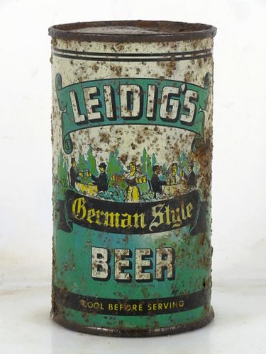 1937 Leidig's German Style Beer 12oz OI-489 12oz Opening Instruction Can San Francisco California