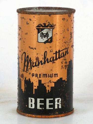 1938 Manhattan Premium Beer 12oz OI-519 12oz Opening Instruction Can Chicago Illinois