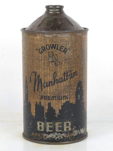 1938 Manhattan Premium Beer Quart Cone Top Can 214-15a Chicago Illinois