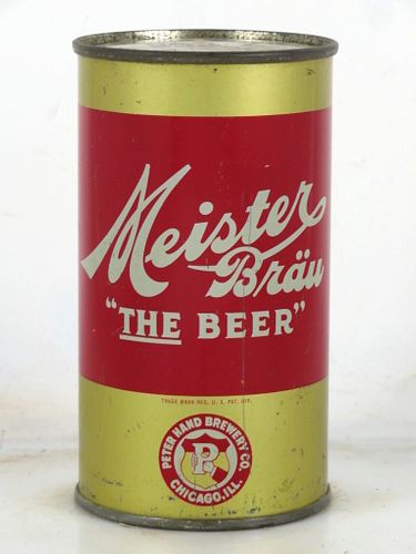 1938 Meister Brau Beer (No Artificial Gas) 12oz OI-523 12oz Opening Instruction Can Chicago Illinois