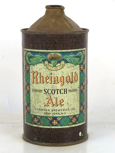 1947 Rheingold Scotch Ale Quart Cone Top Can 218-04 New York (Brooklyn) New York