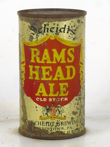 1938 Scheidt's Rams Head Ale 12oz OI-712 12oz Opening Instruction Can Norristown Pennsylvania