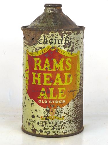1939 Scheidt's Rams Head Ale Quart Cone Top Can 217-15 Norristown Pennsylvania