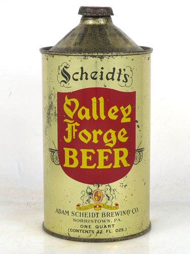 1939 Scheidt's Valley Forge Beer Quart Cone Top Can 220-11 Norristown Pennsylvania