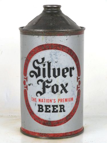 1945 Silver Fox Beer Quart Cone Top Can 219-10 Marion Indiana