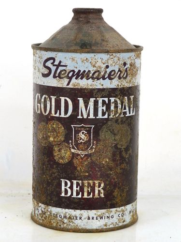 1950 Stegmaier's Gold Medal Beer Quart Cone Top Can 210-08 Wilkes-Barre Pennsylvania