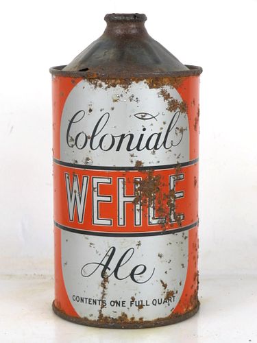 1937 Wehle Colonial Ale Quart Cone Top Can 220-16a West Haven Connecticut