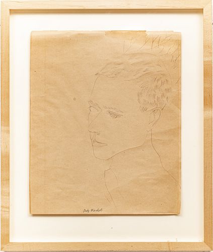 Andy Warhol (American, 1928-1987) Ink On Paper, C. 1956, Untitled (Portrait Of A Young Man), H 16.75'' W 13.75''
