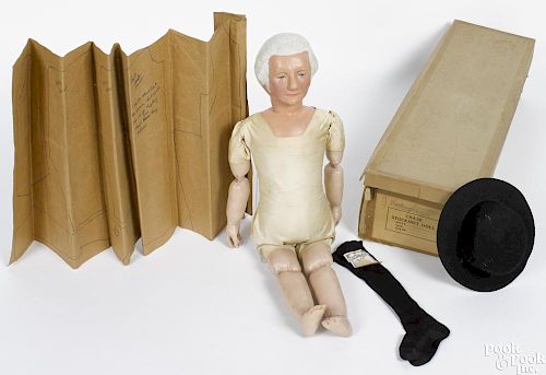 Martha Chase George Washington stockinet doll, in the original box, 25'' h.