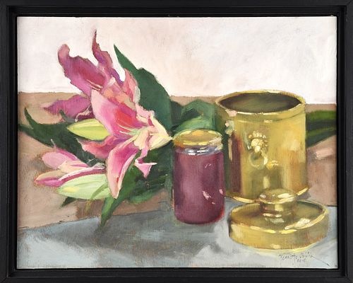 TOBACCO POT WITH LILY by Jeanette Obbink