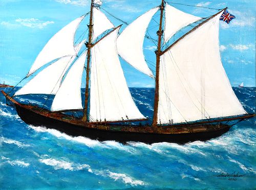 CANADA'S FAMOUS BLUENOSE 1 ON PARADE (IN UK 1935) by David Adams