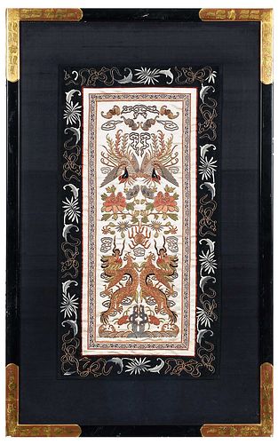 Framed Chinese Embroidered Silk Sleeve