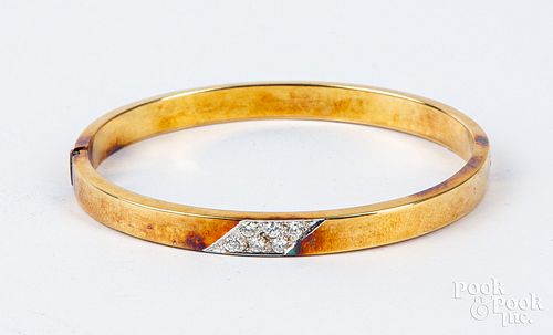 14K yellow gold and diamond bangle bracelet