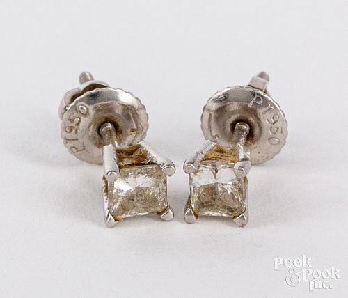 Pair of platinum diamond stud earrings