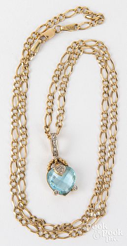 10K gold necklace and 14K gold, diamond pendant