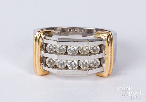 14K white and yellow gold and diamond ring