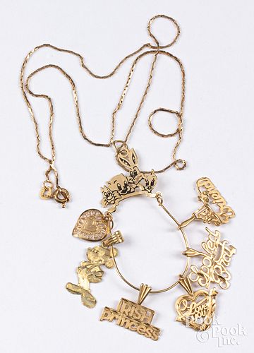 14K gold necklace with charm pendant