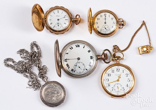 Five antique pocket watches
