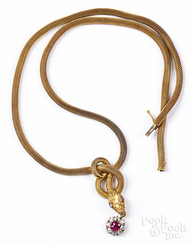 9K gold snake necklace
