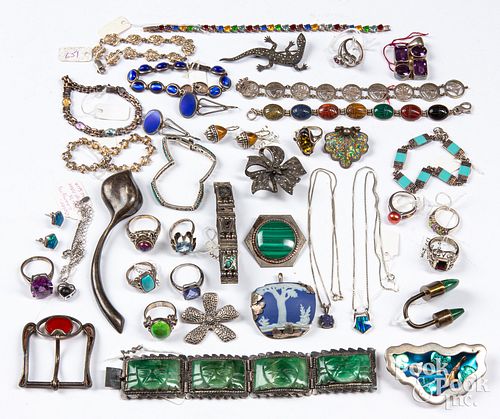 Jewelry, mostly silver.