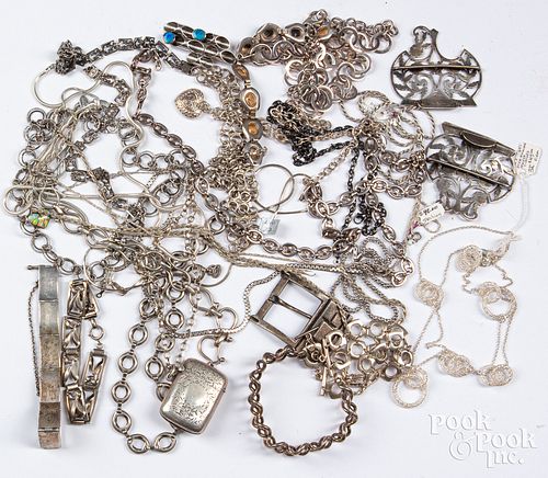 Jewelry, mostly silver.