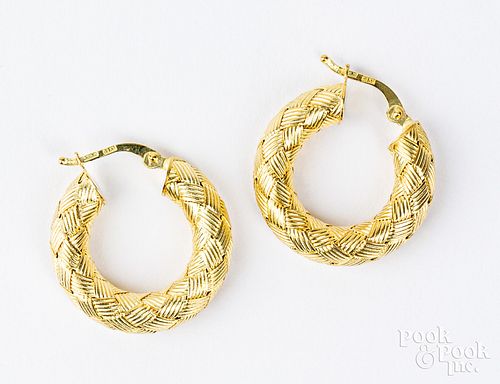 Pair of 18K gold earrings, 5.2 dwt.