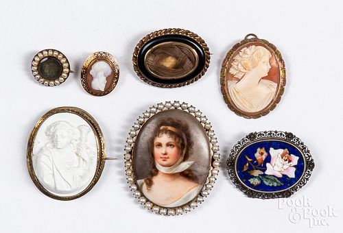 Five antique brooches