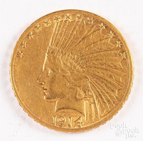 1914 Indian head ten dollar gold coin