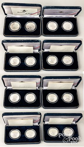 Eight sets of French silver Lafayette Piedforts