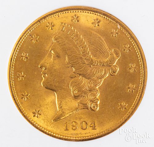 1904 Liberty Head twenty dollar gold coin
